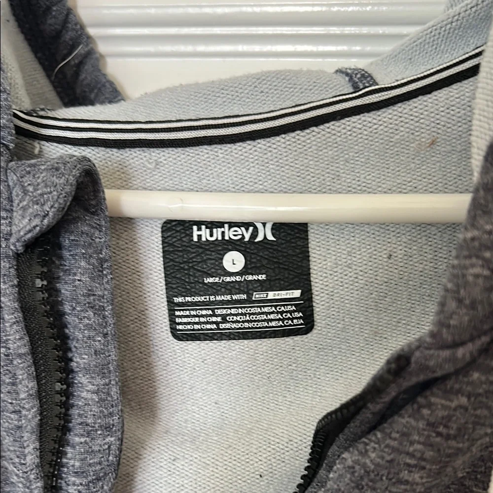 Hurley Big Boys Gray and Teal Zip-up Hoodie Sz Large